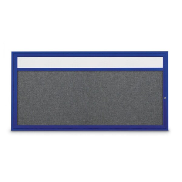 Slim Enclosed Corkboard, 36"x36", Satin Alum Frame/Amethyst